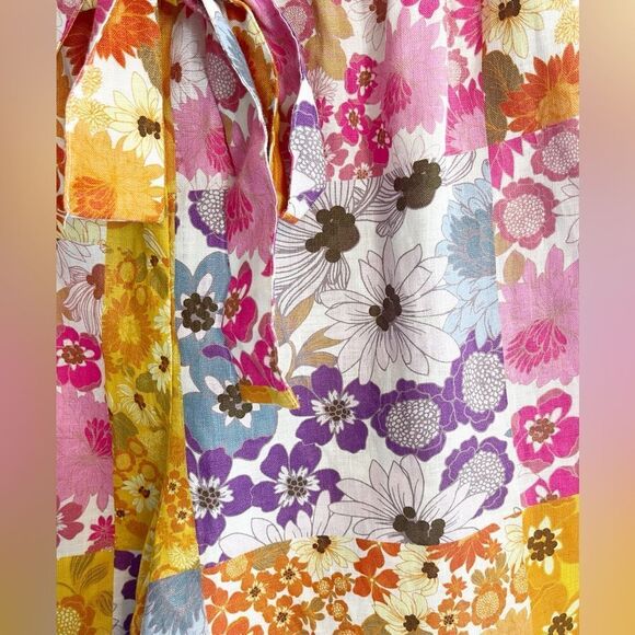 JOHNNY WAS Sherrie Linen Easy Short Elastic Waist Tie Floral patchwork NWT L - Picture 5 of 7